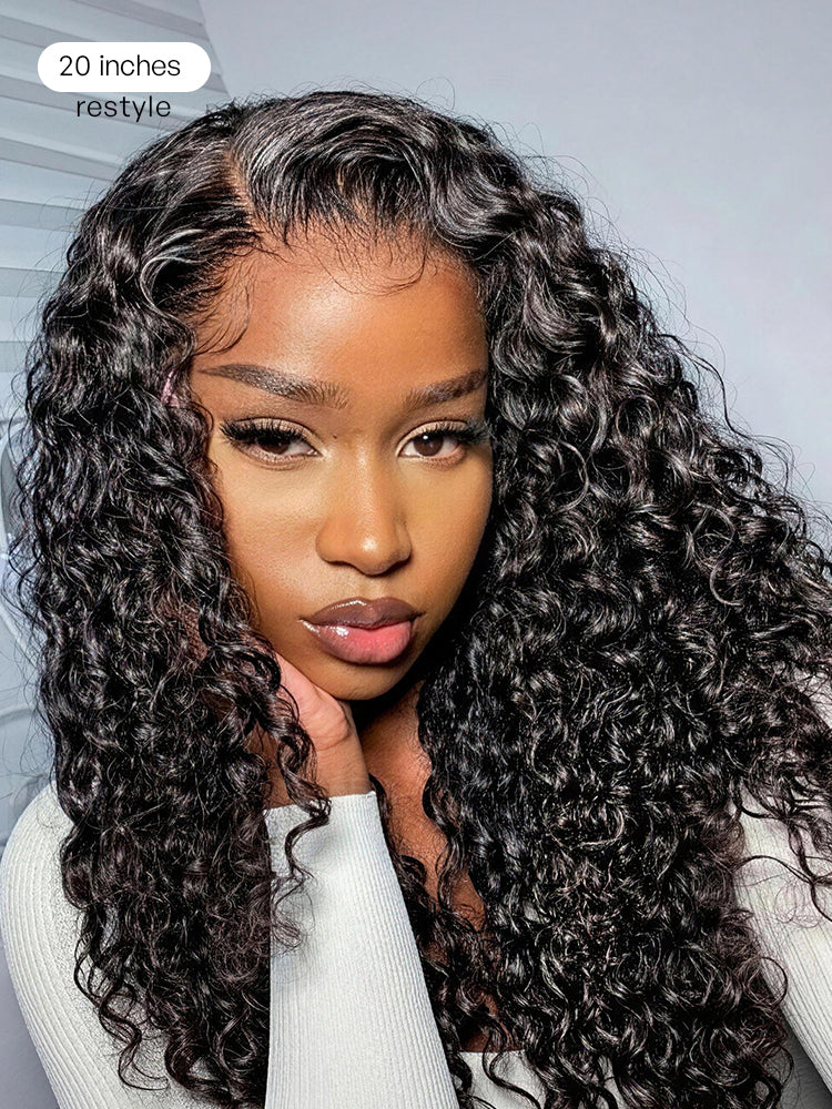 Wet and Wavy 5x5 Closure Pre-Cut Lace Water Wave Wig Glueless Side Part Human Hair Wig-43