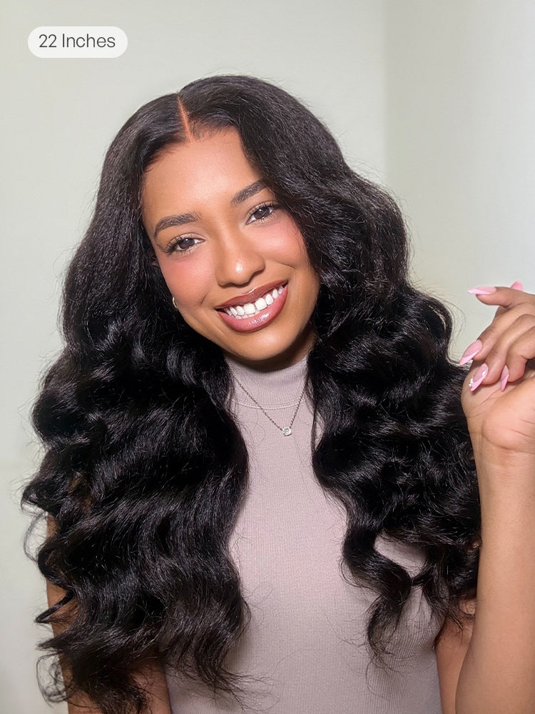 Luvme All-Day Comfort™ Wig 180% / 250% Density Kinky Body Wave / Layered Light Kinky Straight PartingMax Glueless 7x6 Closure HD Lace Wig Pre-Cut Lace-49
