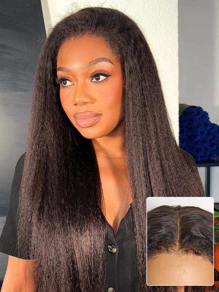 Luvme All-Day Comfort™ Wig 4C Kinky Edges Kinky Straight Glueless 7x6 Closure HD Lace Human Hair Wig Pre-Cut Lace-33