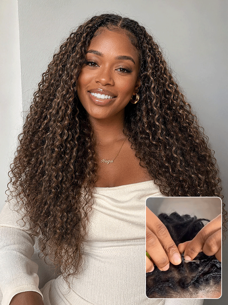 Miracle Knots Colored Crochet Hair Wet and Wavy Highlights | Mix Brown for for Boho Braids | Crochet Weaves | Fulani Braids | Twists Pre-Separated Lightweight Full & Soft Pre-Looped Human Hair Extensions Protective Style-19