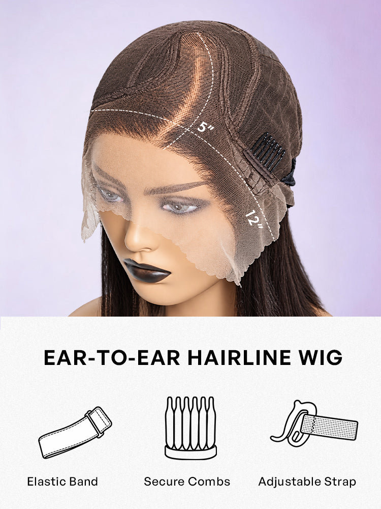 PreMax Wigs - Natural Black / Blonde Highlight C Part Glueless Lace Front Bob Wig Pre-cut Lace-40