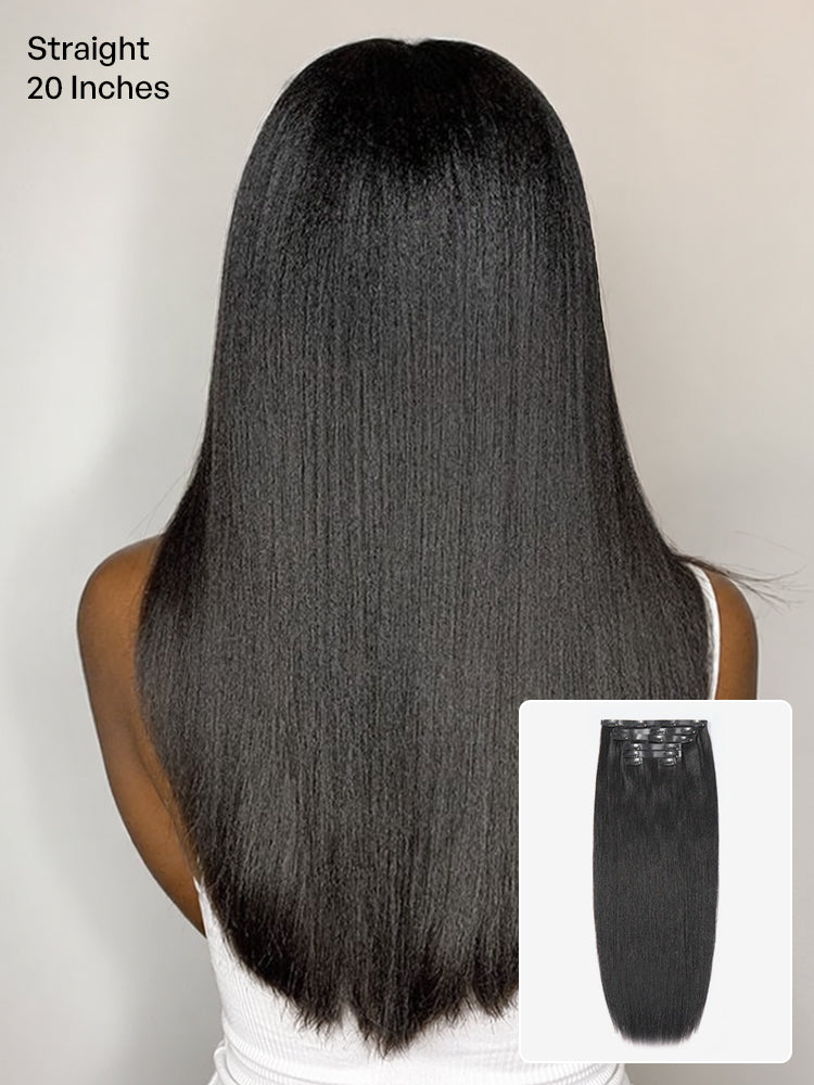 2 Packs Straight / Body Wave / Kinky Curly / Yaki Straight / Kinky Straight Clip in Hair Extensions with Free Gift-29
