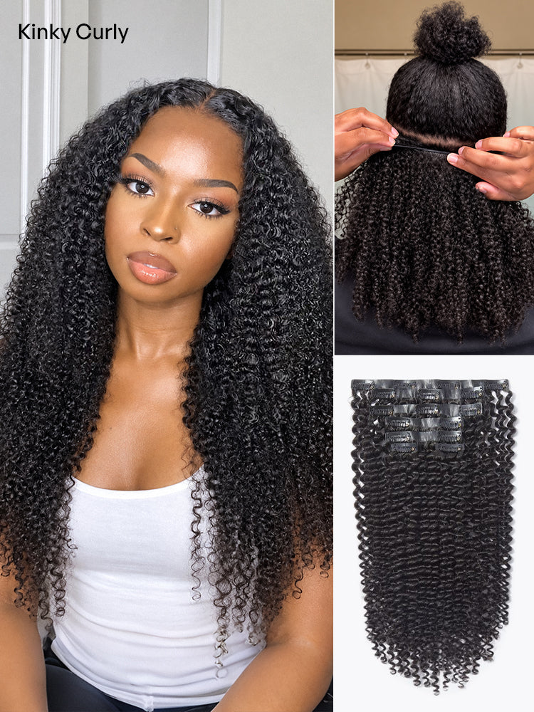 2 Packs Straight / Body Wave / Kinky Curly / Yaki Straight / Kinky Straight Clip in Hair Extensions with Free Gift-32