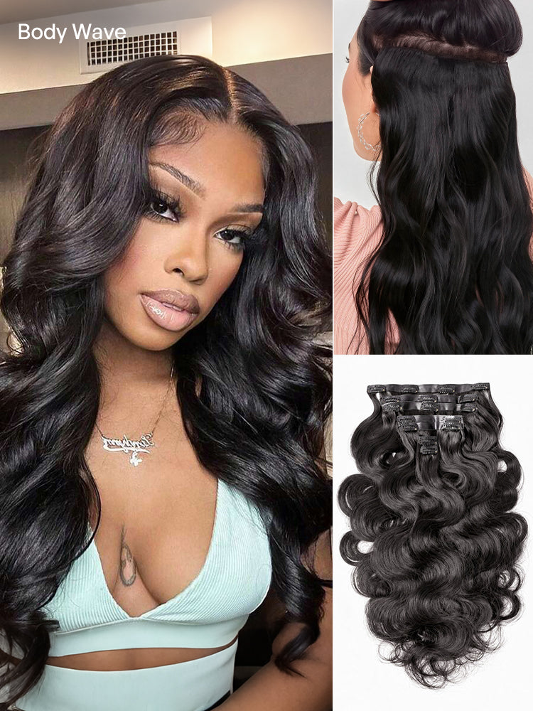 2 Packs Straight / Body Wave / Kinky Curly / Yaki Straight / Kinky Straight Clip in Hair Extensions with Free Gift-34