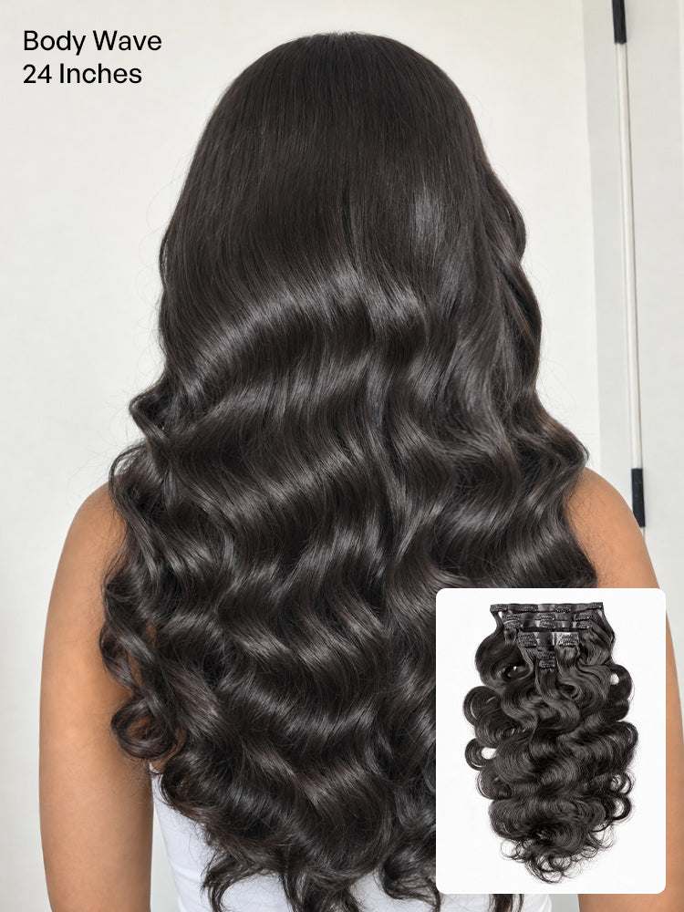 2 Packs Straight / Body Wave / Kinky Curly / Yaki Straight / Kinky Straight Clip in Hair Extensions with Free Gift-35