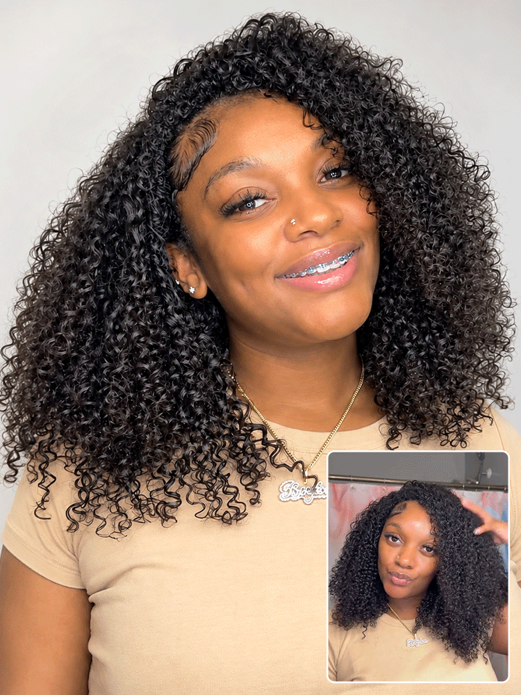 Luvme Too Easy Texture™ 3-In-1 Half Wig 180% Density Kinky Curly Glueless Flexi-Fit Drawstring Wig-46