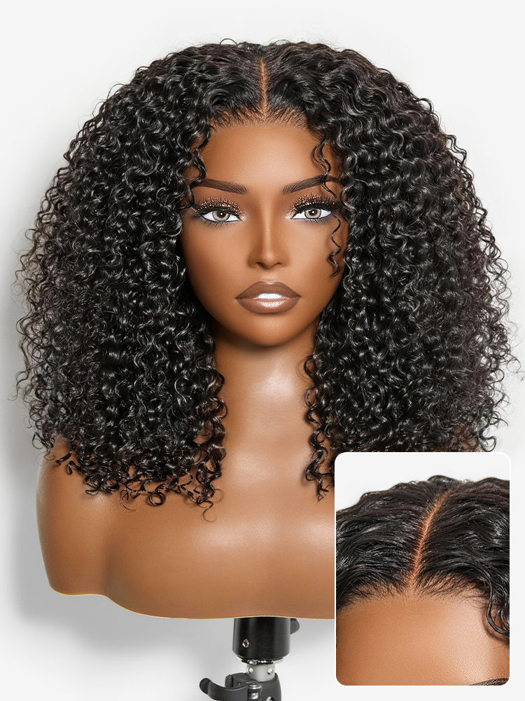 Beginner Friendly 200% Density Glueless 5x5 Closure Pre-Cut Lace Afro Curly Wig One Size Fits All Cap-74