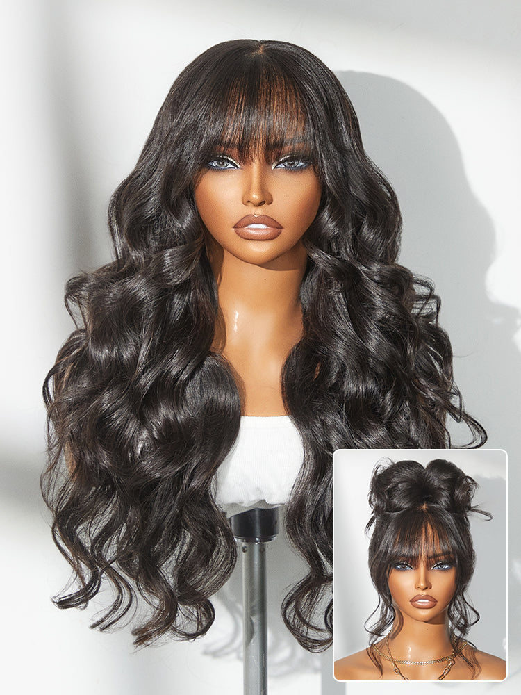 Luvme All-Day Comfort™ Wig 180% Density Loose Body Wave Glueless 7x6 Closure HD Lace Human Hair Wig with Bangs Pre-Cut Lace-120