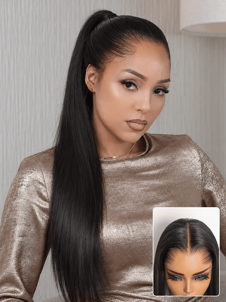Lagos Hairline Over-Plucked M-Shaped Hairline Natural Looking Silky Straight Human Hair 13×4 Lace Frontal Wig Pre-Cut Lace-42