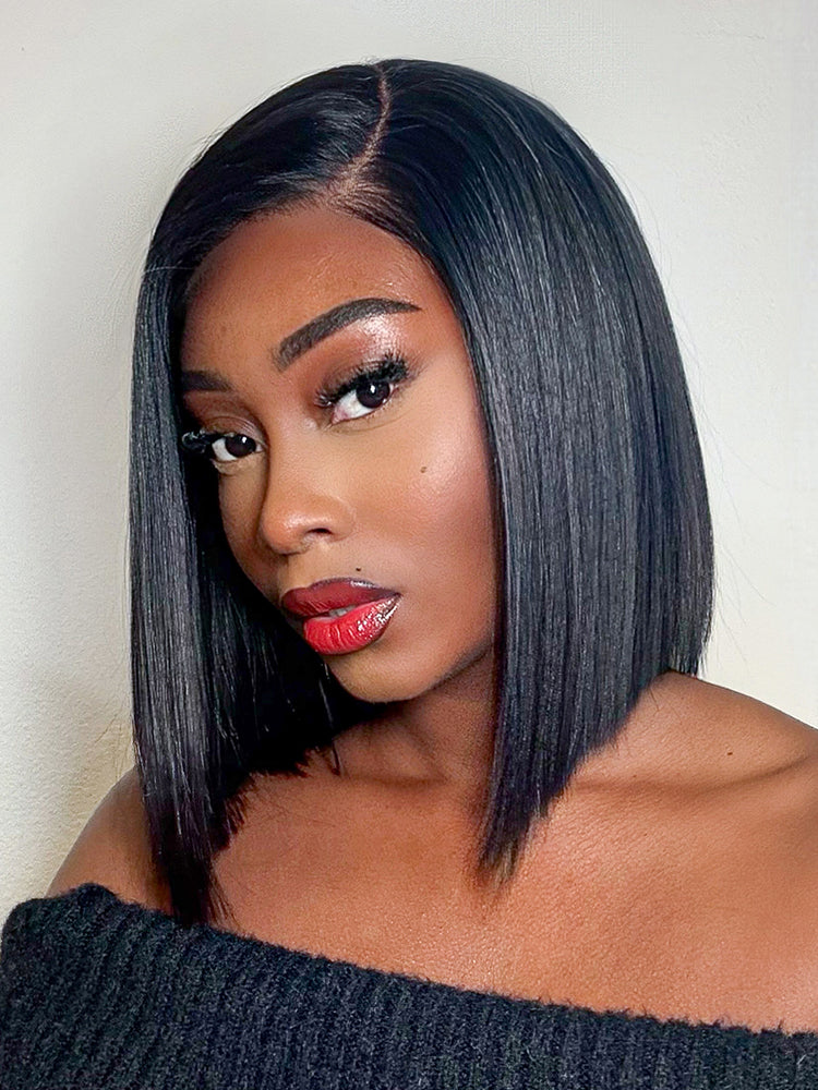 Luvme All-Day Comfort™ Wig Blunt Cut Bob Glueless Minimalist HD Lace Short Human Hair Wig Pre-Cut Lace-64