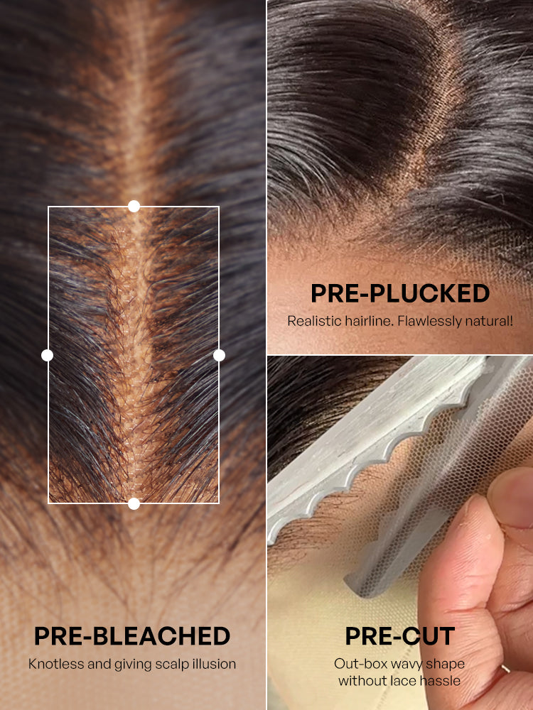 Luvme All-Day Comfort™ blunt cut bob wig with glueless HD lace, short human hair style, pre-cut lace for easy wear.