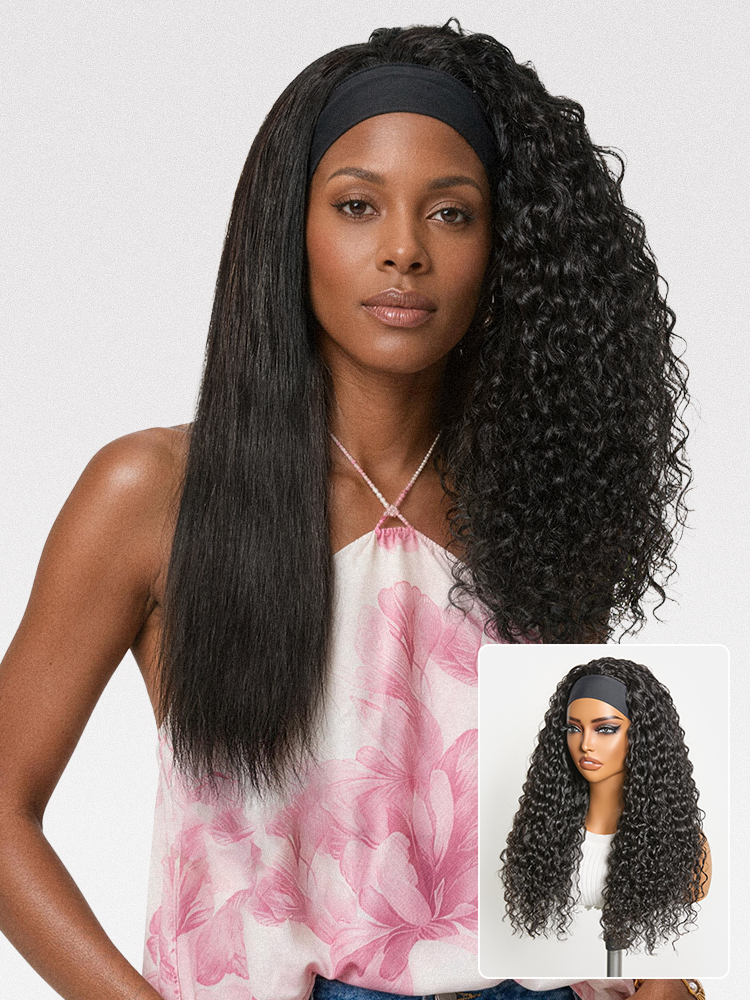 Beginner Friendly Water-Wave Wet and Wavy Headband Wig with Integrated Cooling Silk Headband, Effortless Wet-to-Dry Transformation (Get 2 Free Headbands)-37