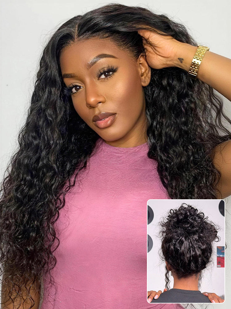 Water Wave 360 Lace Flexi-Fit Invisi Drawstring Cap Long Wig 100% Human Hair Pre-bleached & Pre-plucked & Pre-Cut Lace-26