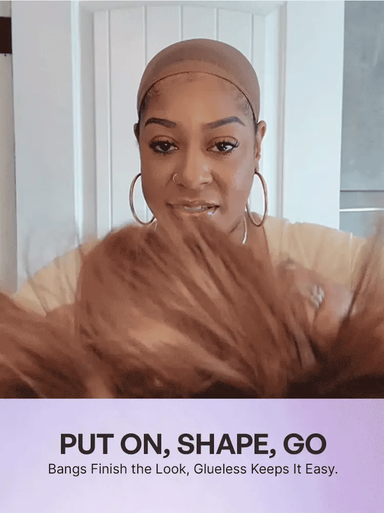 Put On and Go Ash Blonde Highlight / Brown Highlight / Natural Black Layered Cut Yaki Straight Minimalist Lace Bob Wig-34