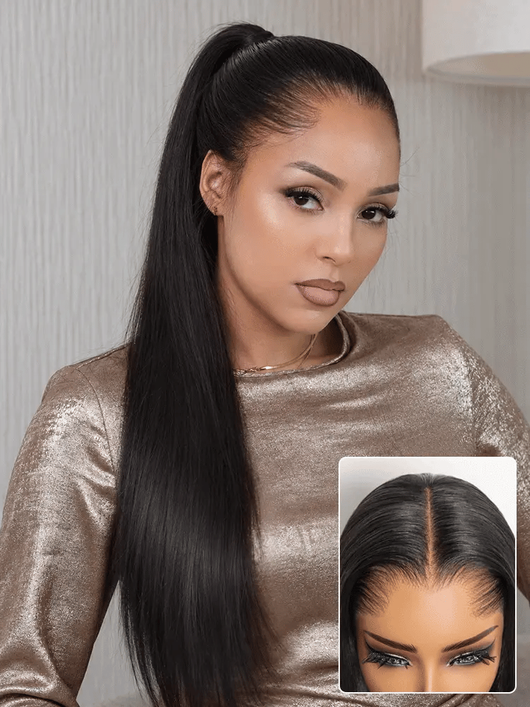 Lagos Hairline Over-Plucked M-Shaped Hairline Natural Looking Silky Straight Human Hair 13×4 Lace Frontal Wig Pre-Cut Lace-43