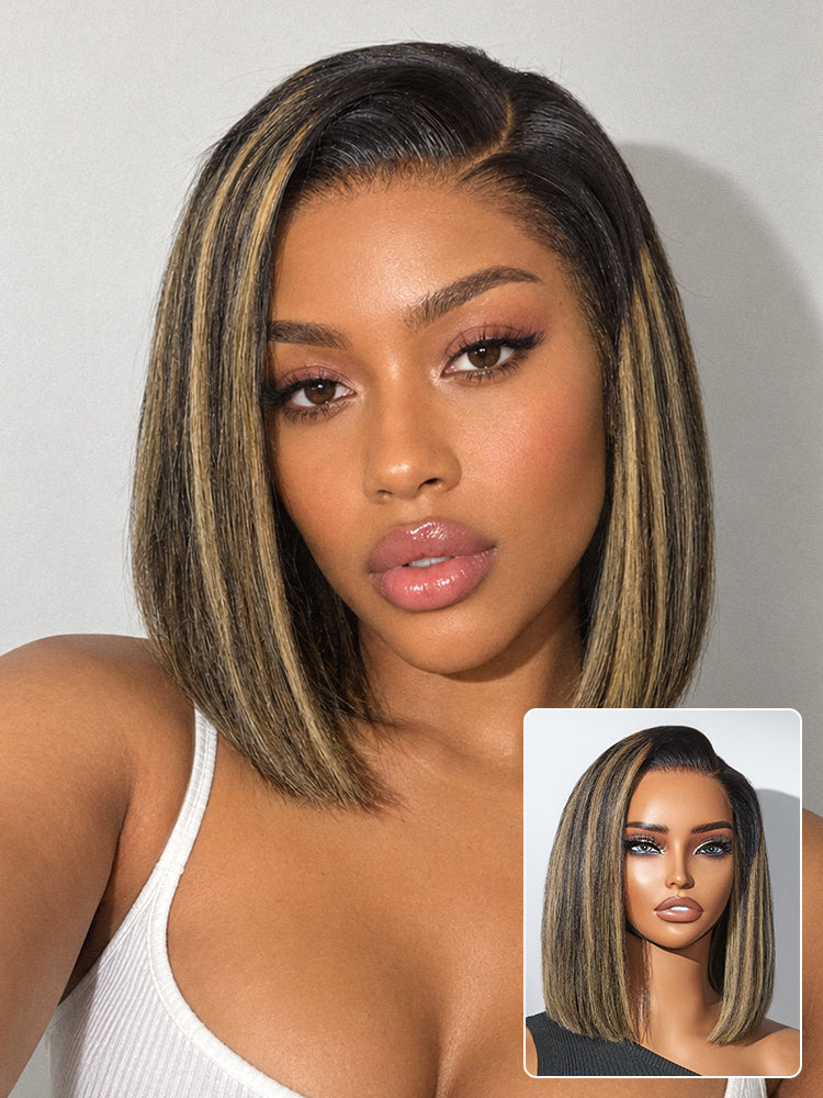 Luvme All-Day Comfort™ Wig Blonde Highlight Blunt Cut Bob Glueless Minimalist HD Lace Short Bob Wig Pre-Cut Lace-34