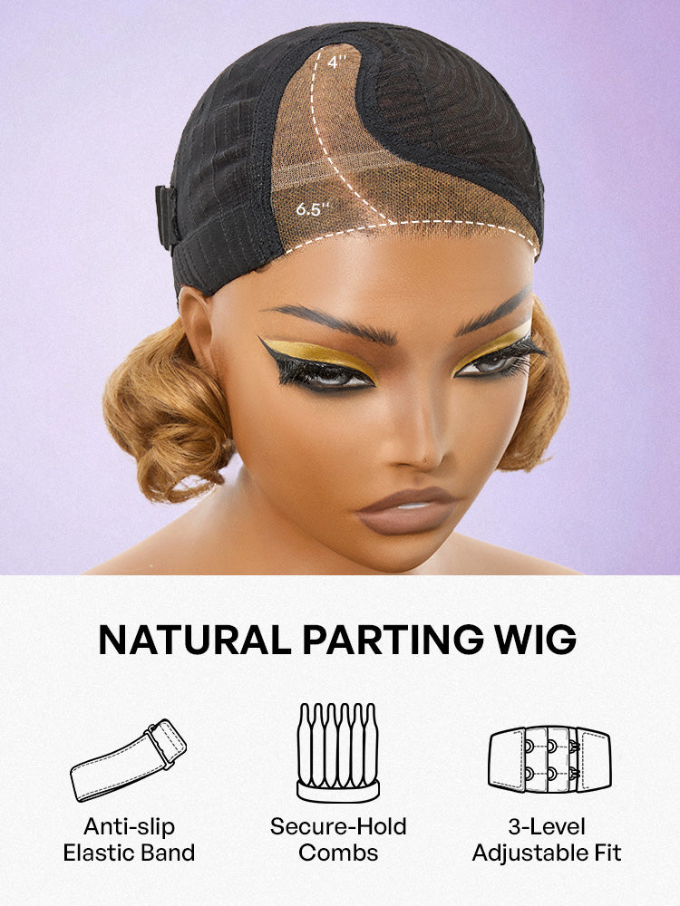 Honey Blonde Old Money Egg Curl Glueless Minimalist Lace Wig Pre-Cut Lace-06