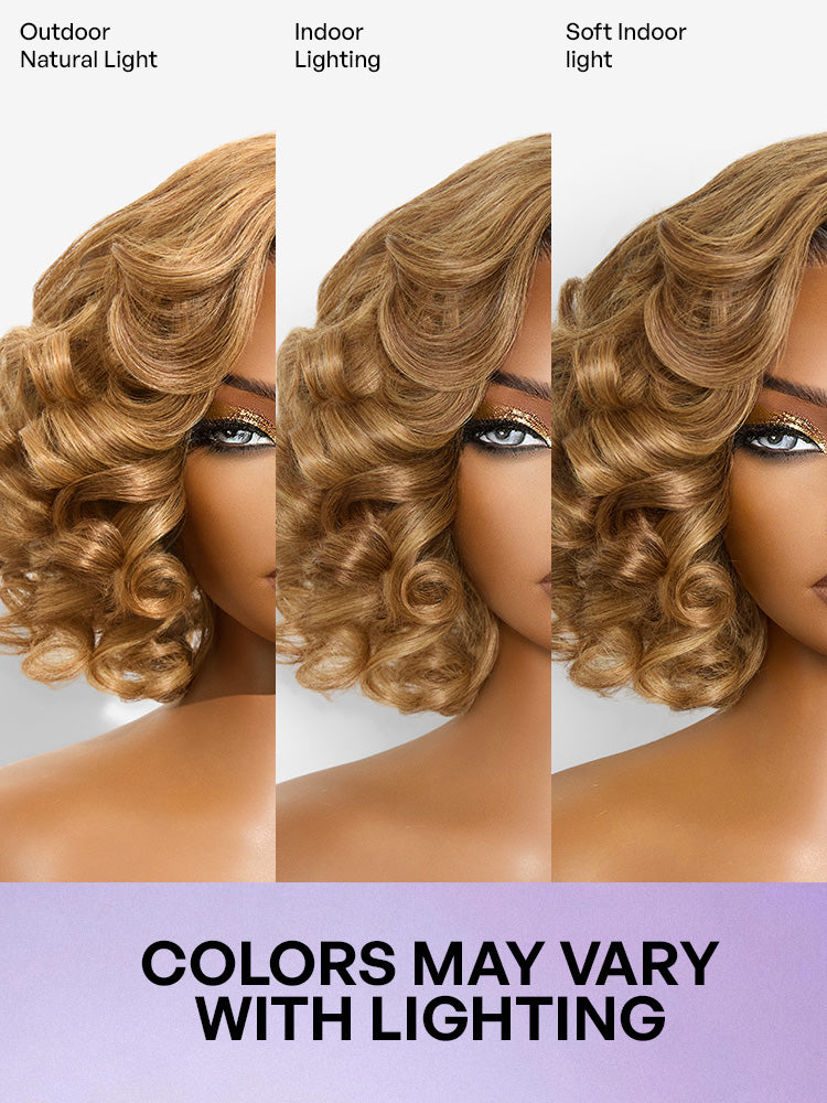 Honey Blonde Old Money Egg Curl Glueless Minimalist Lace Wig Pre-Cut Lace-08