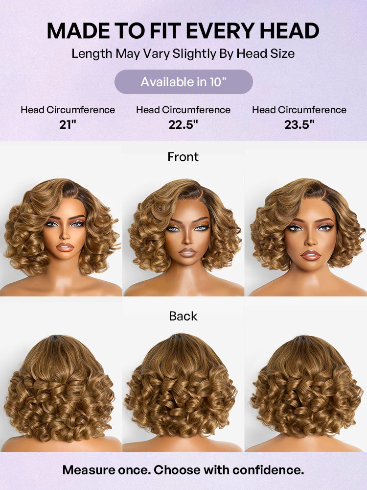 Honey Blonde Old Money Egg Curl Glueless Minimalist Lace Wig Pre-Cut Lace-07