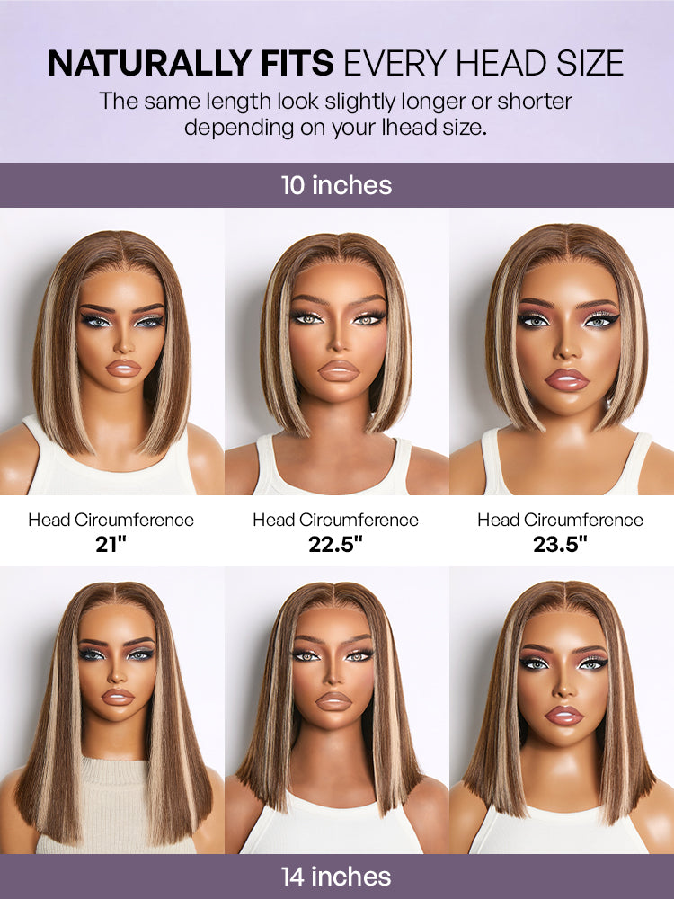 Ash Blonde Highlight Glueless 5x5 HD Closure Lace Bob Wig Pre-Cut Lace Flexi-Fit Drawstring Cap-29
