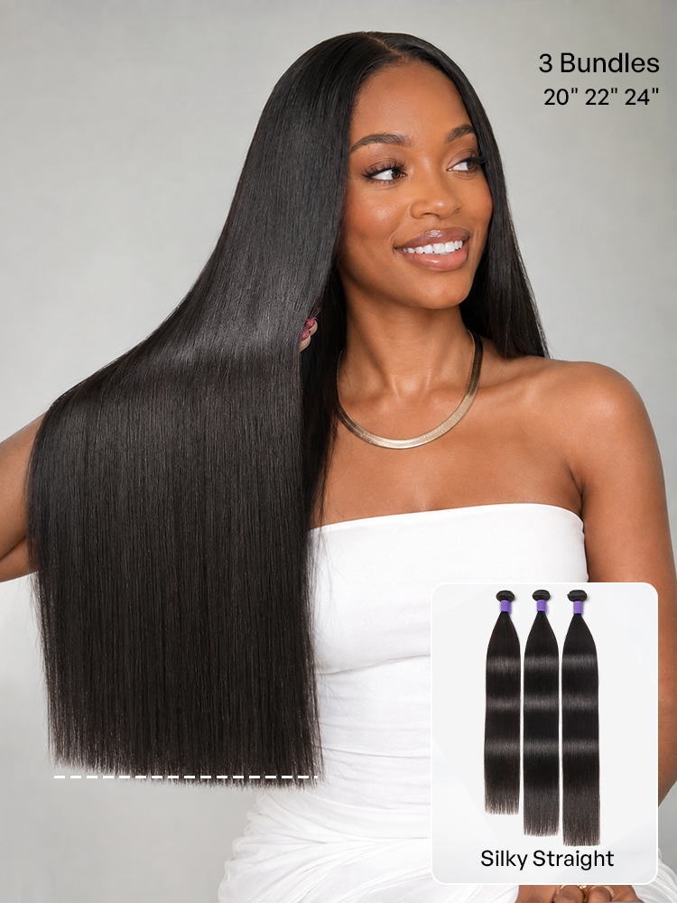 Luvme 3pcs Body Wave / Water Wave / Deep Wave / Yaki Straight / Silky Straight 100% Virgin Human Hair Bundles-50