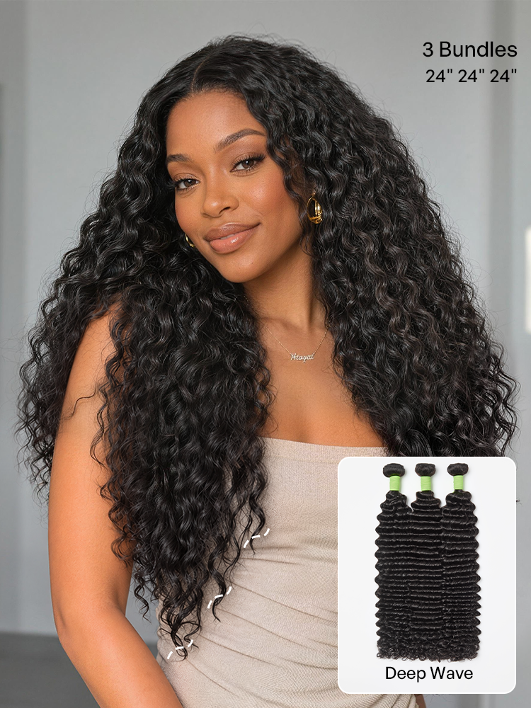 Luvme 3pcs Body Wave / Water Wave / Deep Wave / Yaki Straight / Silky Straight 100% Virgin Human Hair Bundles-51