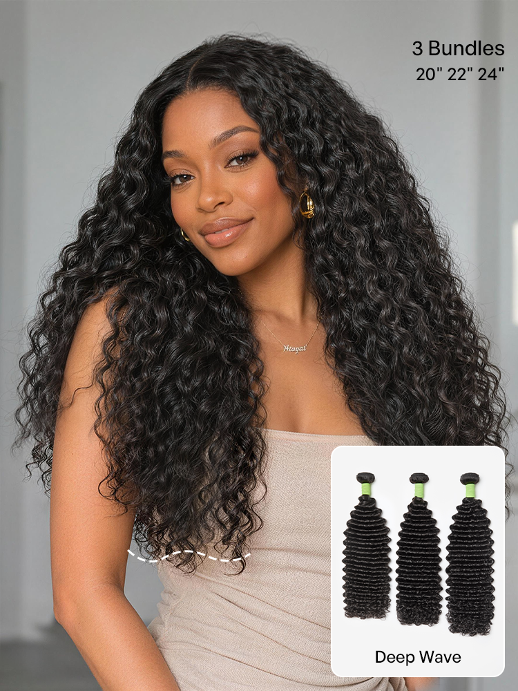 Luvme 3pcs Body Wave / Water Wave / Deep Wave / Yaki Straight / Silky Straight 100% Virgin Human Hair Bundles-52