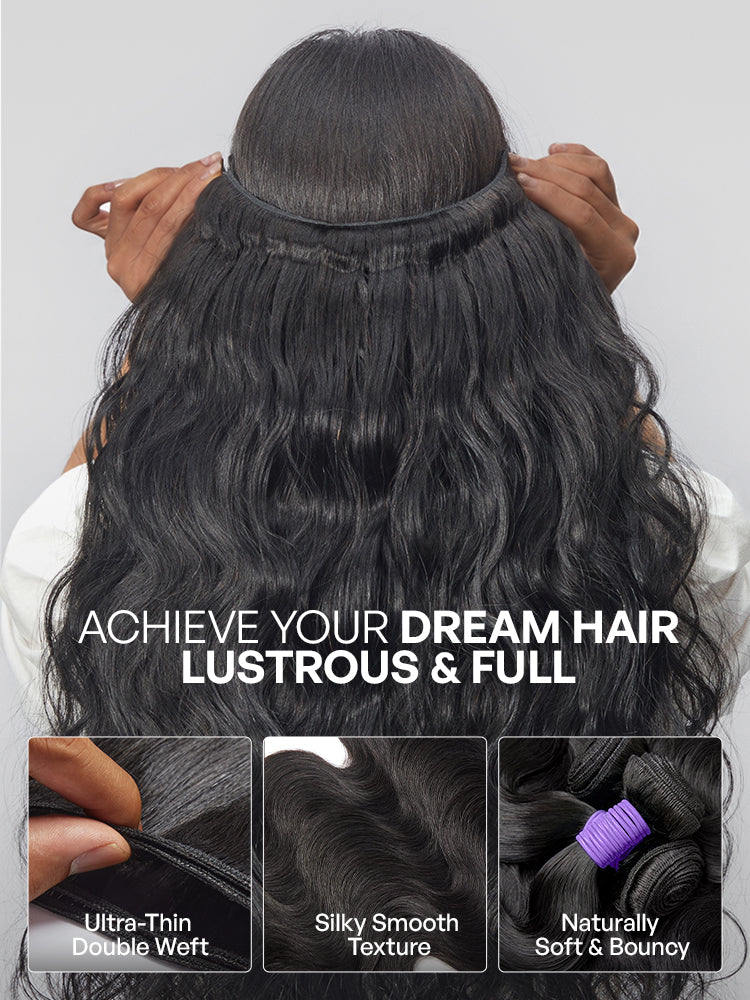 Luvme 3pcs Body Wave / Water Wave / Deep Wave / Yaki Straight / Silky Straight 100% Virgin Human Hair Bundles-59
