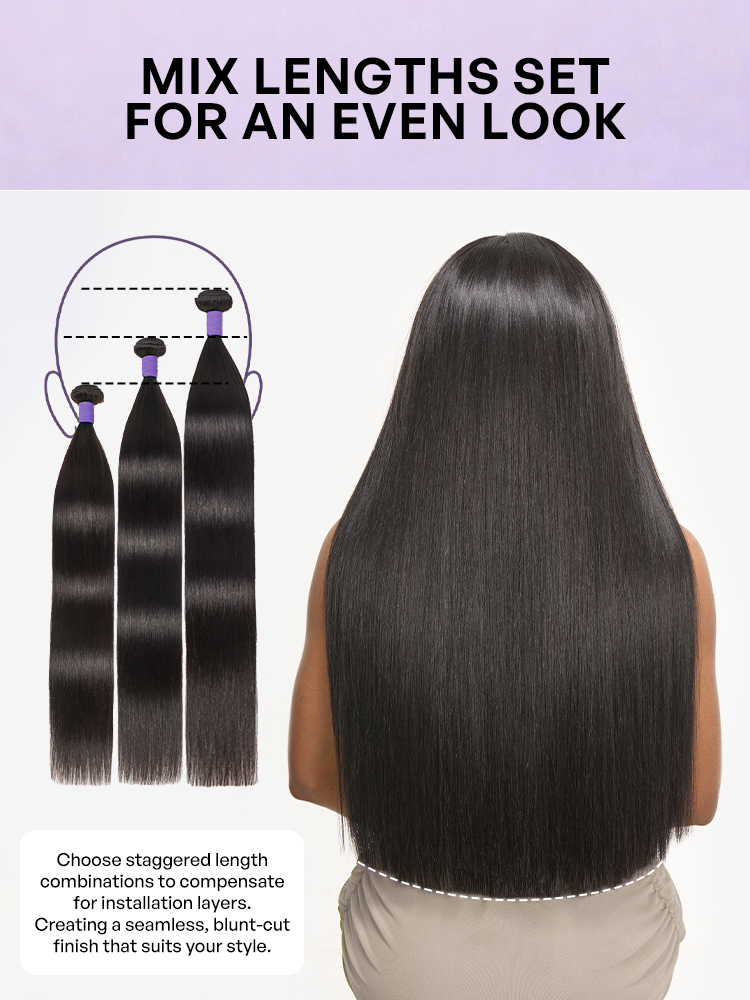 Luvme 3pcs Body Wave / Water Wave / Deep Wave / Yaki Straight / Silky Straight 100% Virgin Human Hair Bundles-63