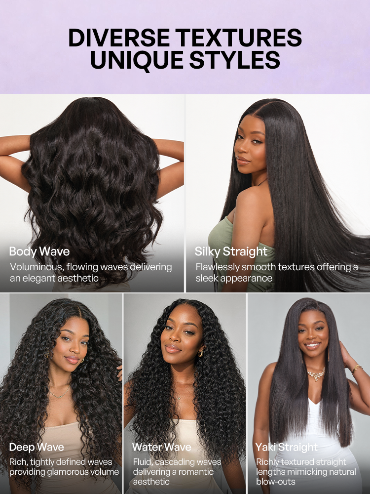Luvme 3pcs Body Wave / Water Wave / Deep Wave / Yaki Straight / Silky Straight 100% Virgin Human Hair Bundles-65