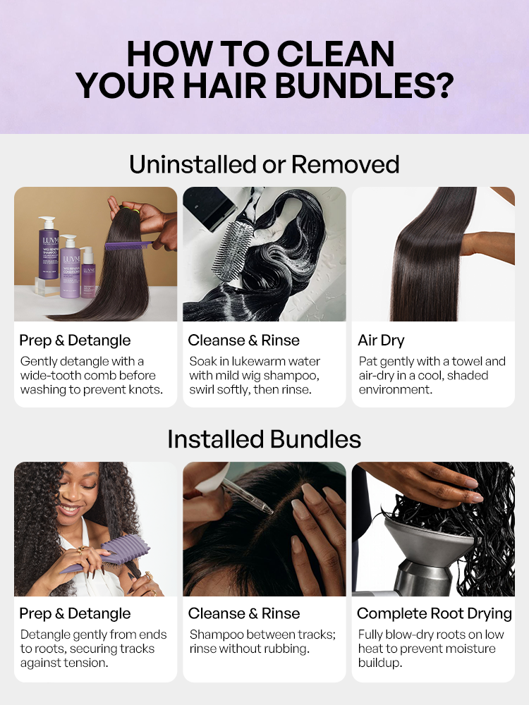 Luvme 3pcs Body Wave / Water Wave / Deep Wave / Yaki Straight / Silky Straight 100% Virgin Human Hair Bundles-67