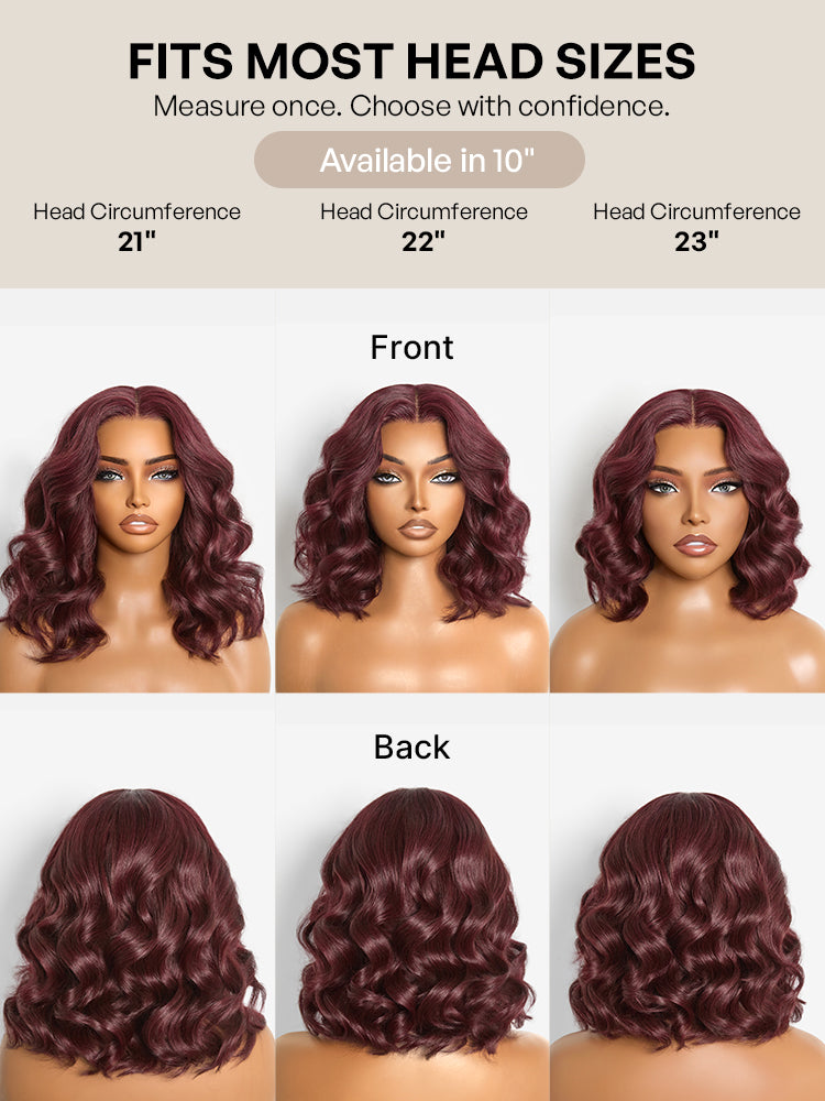 Dark Plum 99J Color Wig Loose Wave Minimalist HD Lace Glueless Mid Part Short Wig Pre-cut Lace-17