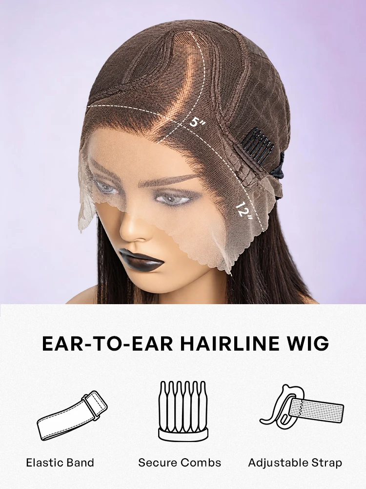 2 For $159.9 | 12 Inches Natural Black C Part  Front Bob Wig+ 10 Inches Natural Slicked Back Short Curly Wig Ear-to-ear Wide T Lace Front Wig-02