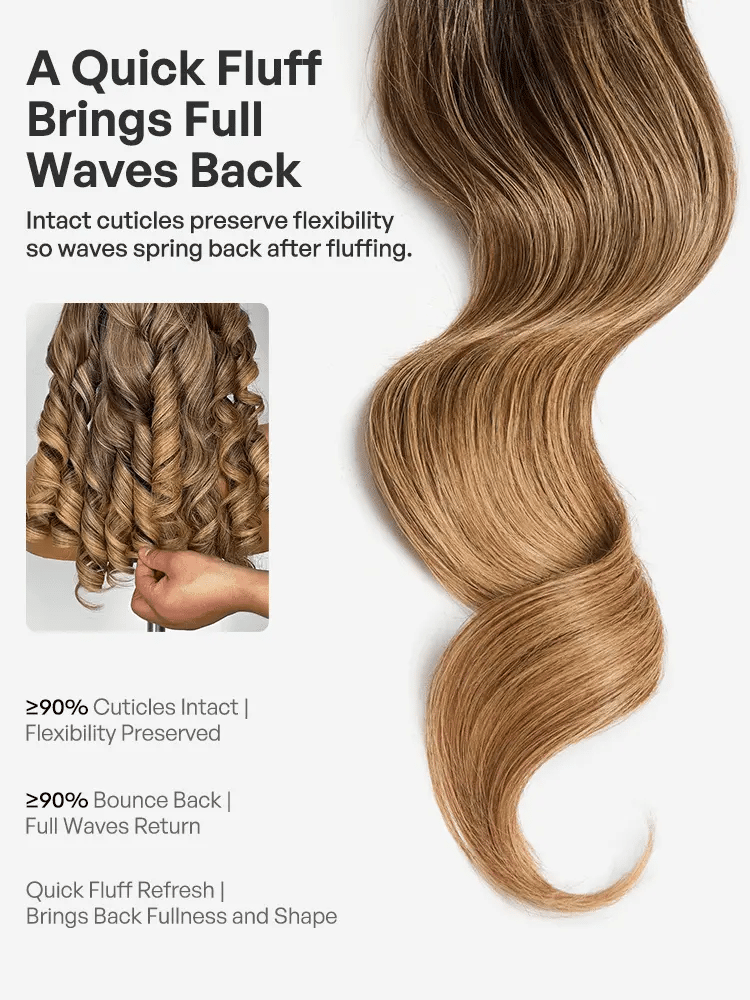 Luvme Hair Originalive™ Honey Blonde Highlight Loose Wave HD lace front wig with 13x6 lace, glueless design, and drawstring cap