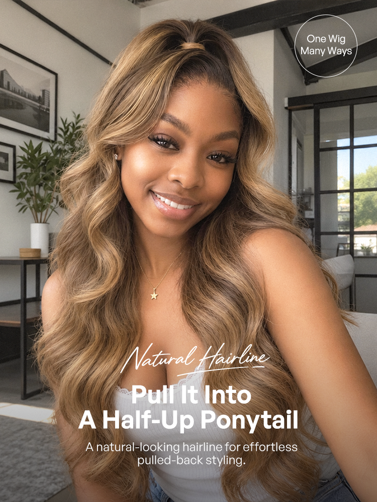 Luvme OriginalLive Hair 180% / 250% Density Honey Blonde Highlight Loose Wave Glueless 13x6 HD Lace Front Wig Pre-Cut Lace Flexi-Fit Drawstring Cap-13