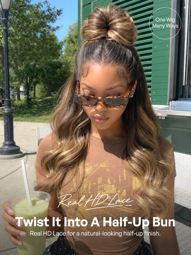 Luvme OriginalLive Hair 180% / 250% Density Honey Blonde Highlight Loose Wave Glueless 13x6 HD Lace Front Wig Pre-Cut Lace Flexi-Fit Drawstring Cap-14