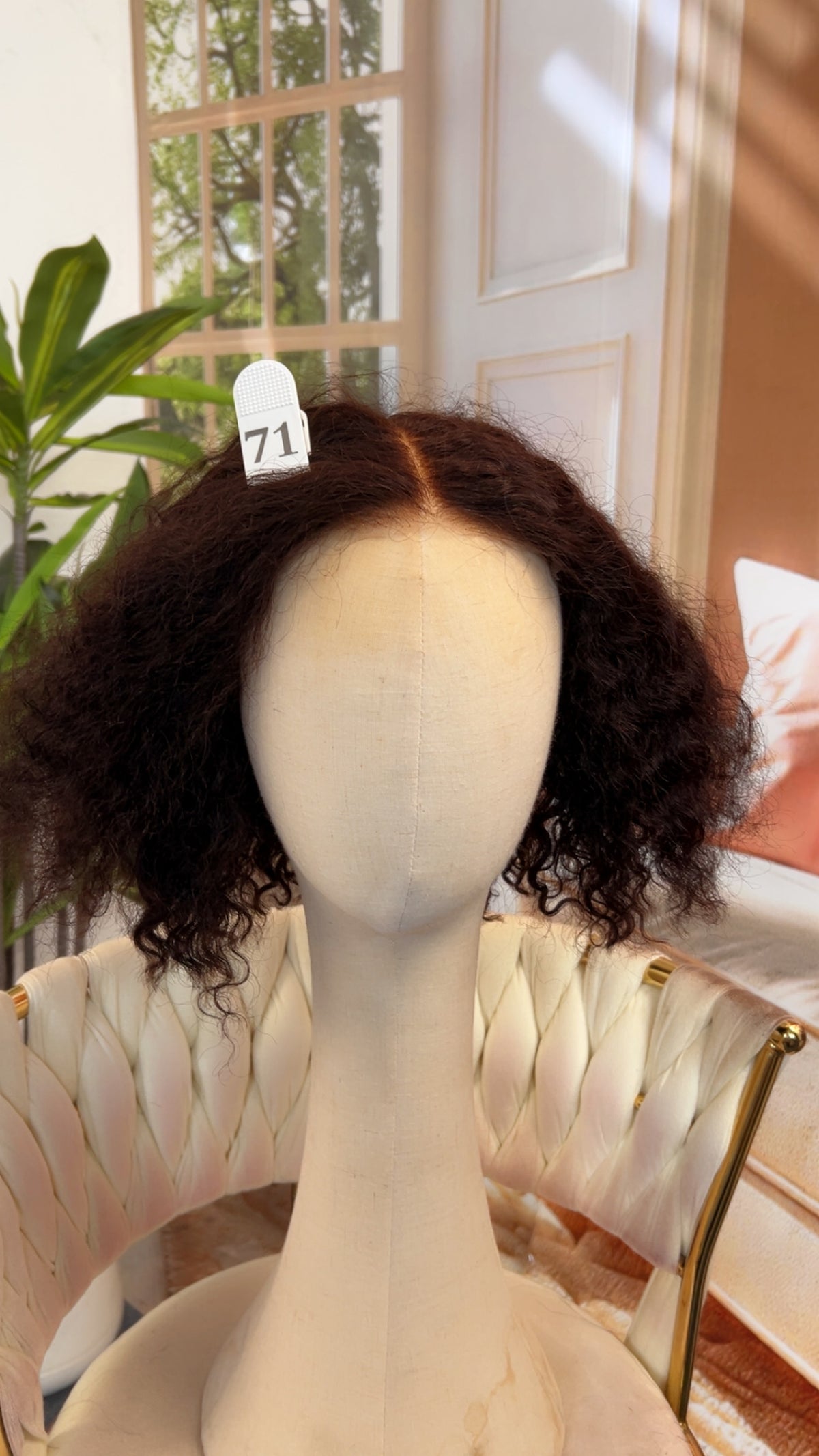 Luvme Hair live outlet wig with natural straight black hair, showcasing a full lace cap and realistic hair texture.