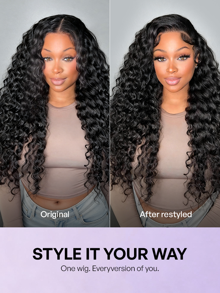 PreMax 180% / 250% Density Water Wave Glueless Flexi-Fit Drawstring 13x4 Frontal Lace Fluffy Curly Wig Pre-Cut Lace-148