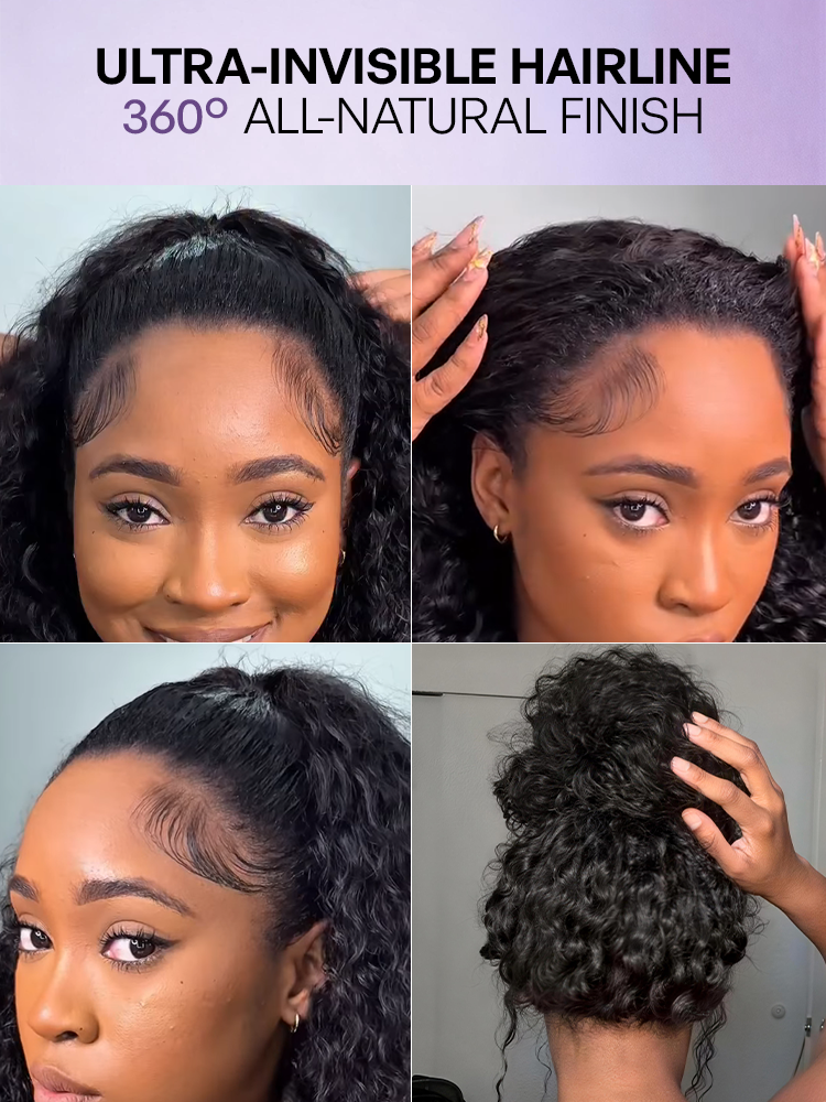 PreMax 180% / 250% Density Water Wave Glueless Flexi-Fit Drawstring 13x4 Frontal Lace Fluffy Curly Wig Pre-Cut Lace-144