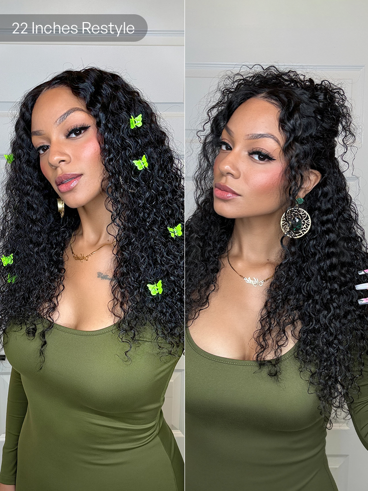 PreMax 180% / 250% Density Water Wave Glueless Flexi-Fit Drawstring 13x4 Frontal Lace Fluffy Curly Wig Pre-Cut Lace-145