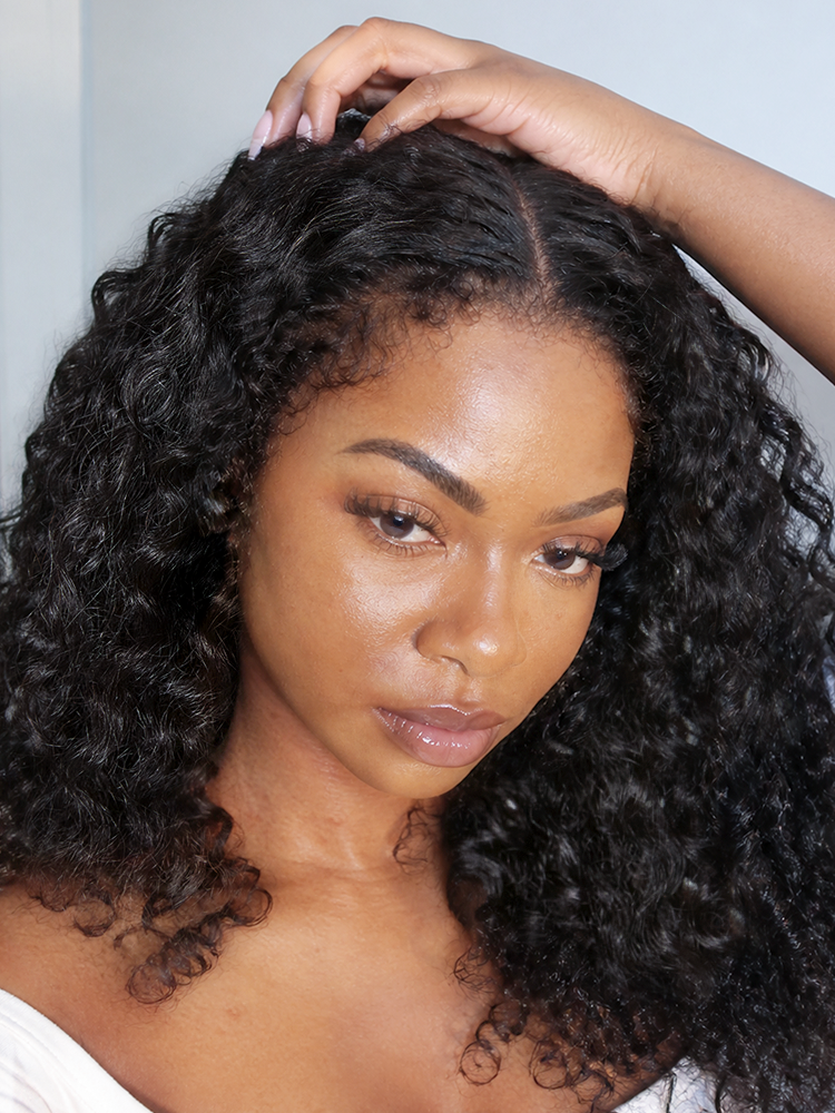 PreMax 180% / 250% Density Water Wave Glueless Flexi-Fit Drawstring 13x4 Frontal Lace Fluffy Curly Wig Pre-Cut Lace-153