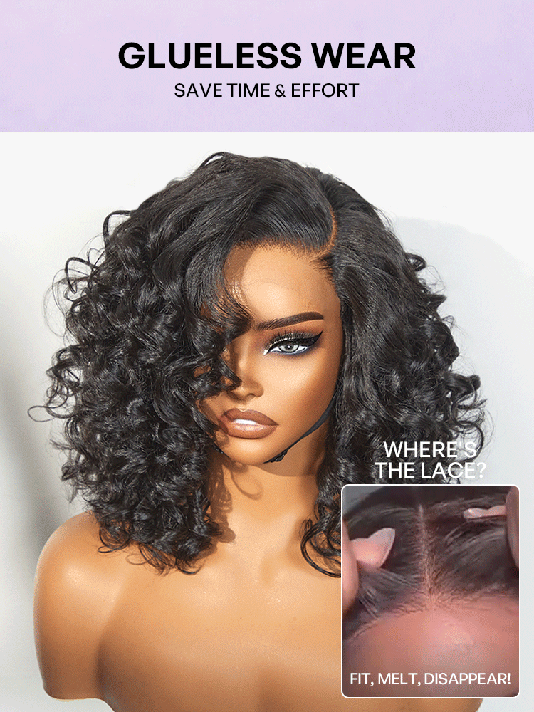 Effortless Elegance Copper Highlight / Natural Black Bouncy Curl Wig Minimalist HD Lace Glueless Wig Pre-Cut Lace-56