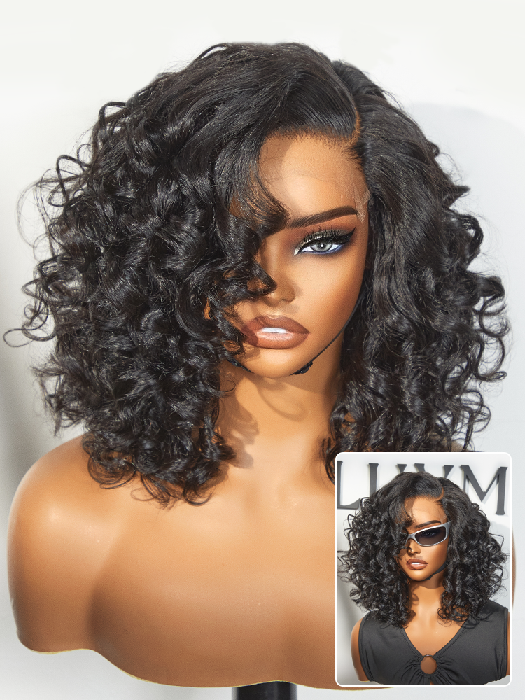 Effortless Elegance Copper Highlight / Natural Black Bouncy Curl Wig Minimalist HD Lace Glueless Wig Pre-Cut Lace-60