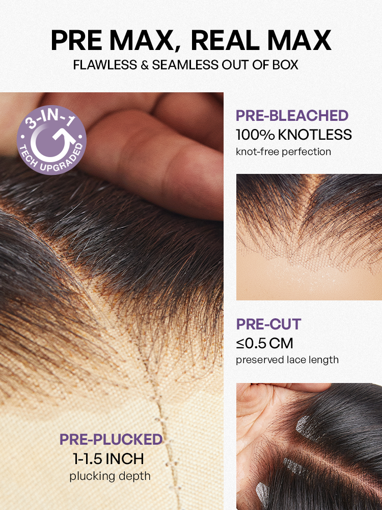Luvme PreMax 13x4 frontal lace wig with straight style, 180% density, long length, glueless design, and pre-cut lace.