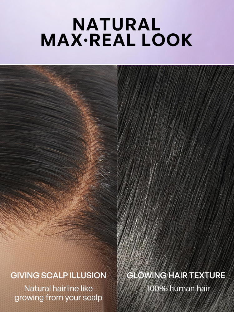 Luvme PreMax 13x4 frontal lace wig with 180% density, straight style, glueless long wig with pre-cut lace and natural finish