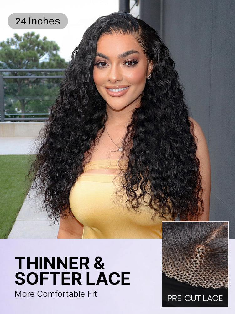 180% Density Water Wave HD 13x4 Frontal Lace Free Part Glueless Human Hair Wig Pre Cut Lace-29
