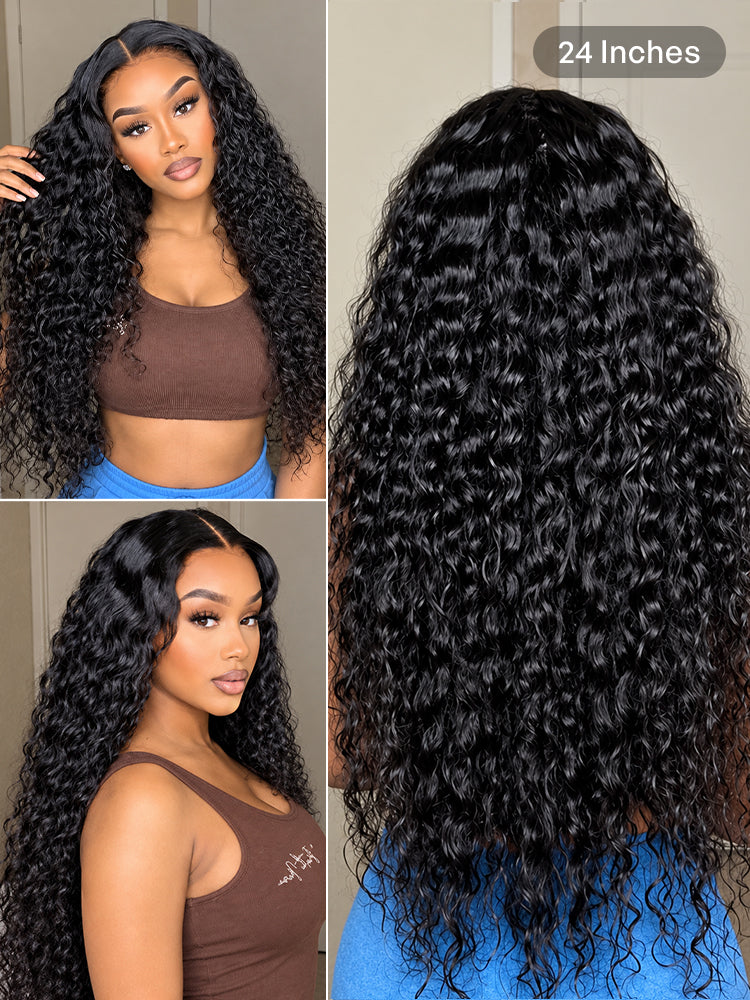 180% Density Water Wave HD 13x4 Frontal Lace Free Part Glueless Human Hair Wig Pre Cut Lace-36