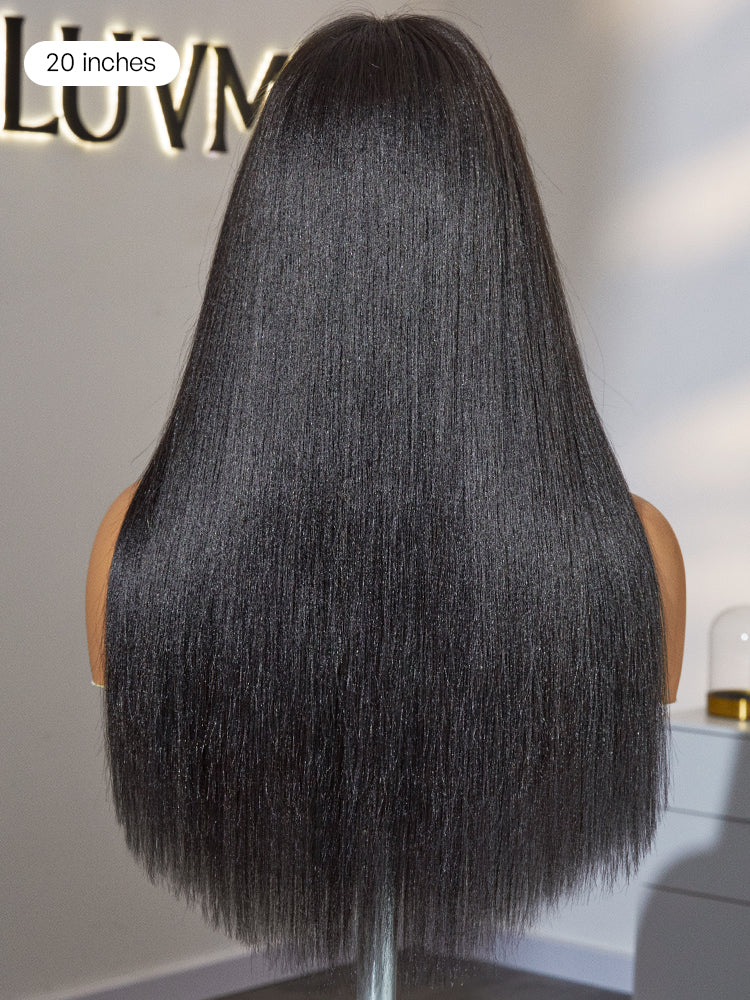 Breathable Cap Yaki Straight Ultra Natural Minimalist Lace Long Wig with Bangs-32