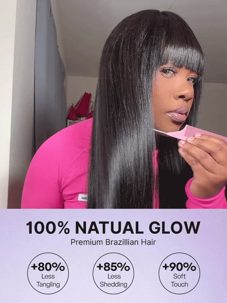 Breathable Cap Yaki Straight Ultra Natural Minimalist Lace Long Wig with Bangs-24