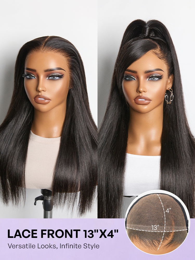 Luvme Hair NatureMAX™ Silky Straight 13x4 HD lace front wig with pre-cut lace, glueless ear-to-ear style, natural hairline.